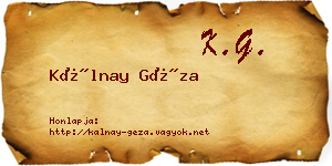 Kálnay Géza névjegykártya